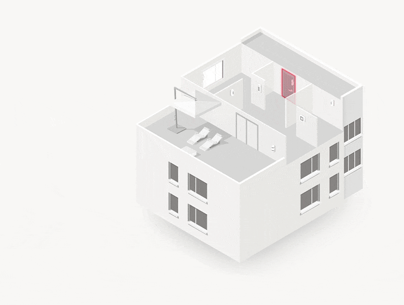 Animação de uma casa protegida pelo alarme da Verisure