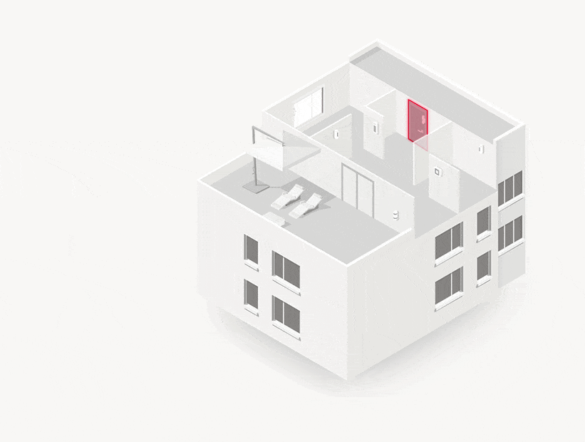 Animação de uma casa protegida pelo alarme da Verisure