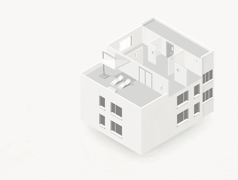 Animação de uma casa protegida pelo alarme da Verisure