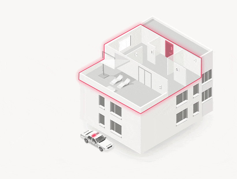 Animação de uma casa protegida pelo alarme da Verisure