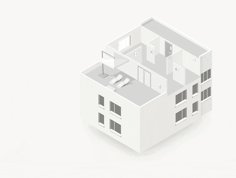 Animação de uma casa protegida pelo alarme da Verisure